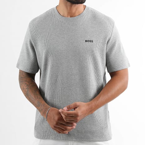 BOSS - Tee Shirt Waffle 50535891 Gris Chiné