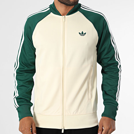 Adidas Originals - Chaqueta Con Cremallera Con Rayas SST TT KT5038 Beige Verde