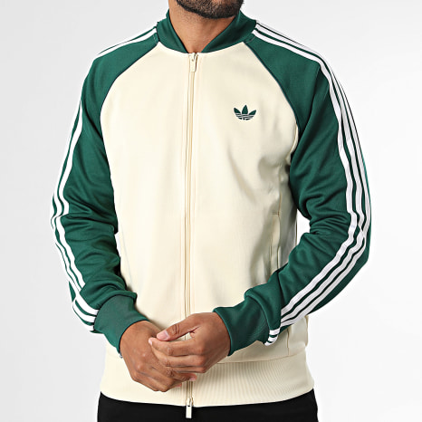 Adidas Originals - Chaqueta Con Cremallera Con Rayas SST TT KT5038 Beige Verde