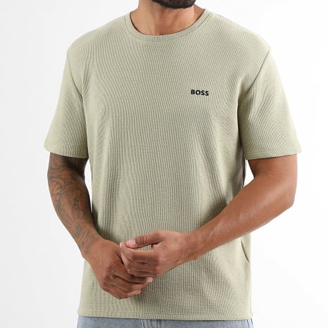 BOSS - Tee Shirt Waffle 50535891 Vert Kaki Clair