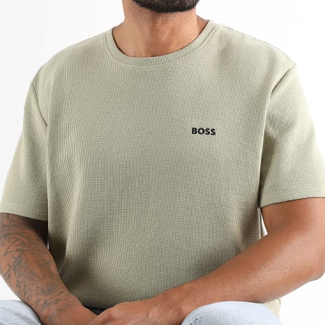 BOSS - Tee Shirt Waffle 50535891 Vert Kaki Clair