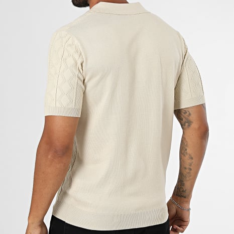 Frilivin - Polo Manches Courtes Col V En Maille 815 Beige Clair