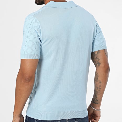 Frilivin - Polo Manches Courtes Col V En Maille 815 Bleu Clair