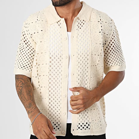 Frilivin - Chemise Manches Courtes Crochet 200 Beige