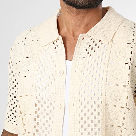 Frilivin - Chemise Manches Courtes Crochet 200 Beige