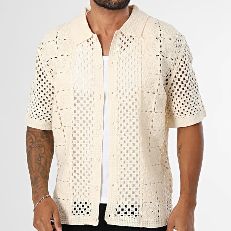 Frilivin - Chemise Manches Courtes Crochet 200 Beige