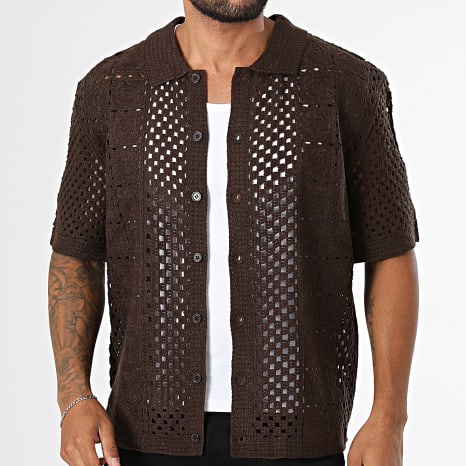 Frilivin - Chemise Manches Courtes Crochet 200 Marron