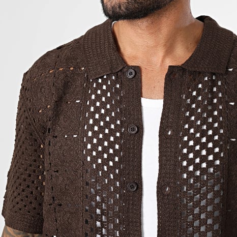 Frilivin - Chemise Manches Courtes Crochet 200 Marron