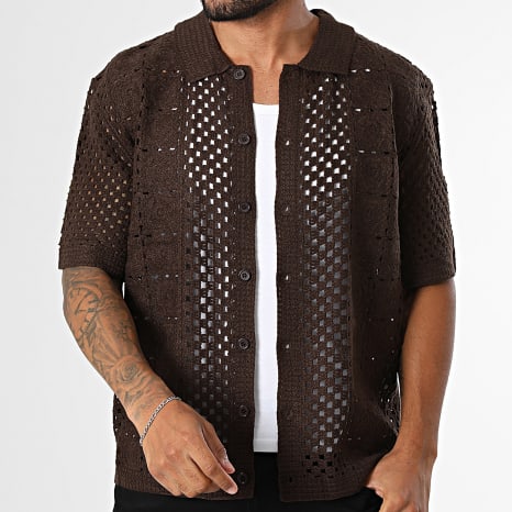Frilivin - Chemise Manches Courtes Crochet 200 Marron