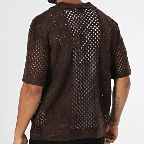 Frilivin - Chemise Manches Courtes Crochet 200 Marron
