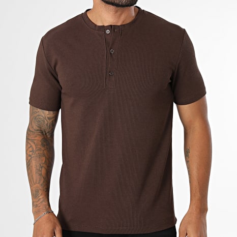 Frilivin - Tee Shirt Col Boutonné 382 Marron