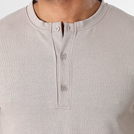 Frilivin - Tee Shirt Col Boutonné 382 Beige Foncé