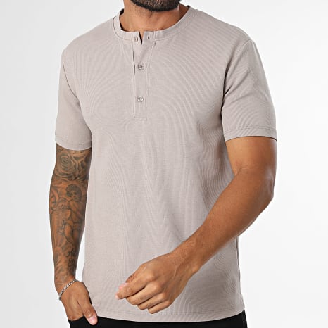 Frilivin - Tee Shirt Col Boutonné 382 Beige Foncé