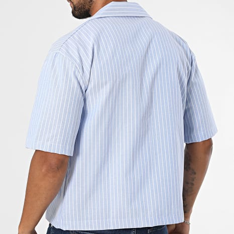 Frilivin - Chemise Manches Courtes A Rayures 500 Bleu Clair Blanc