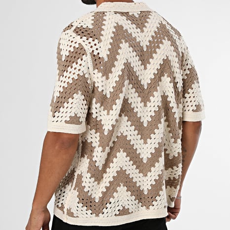 Frilivin - Chemise Manches Courtes Crochet 002 Beige Clair Marron Clair