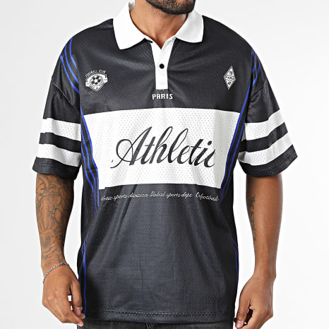 Frilivin - Polo Manches Courtes 687 Noir Blanc Bleu Roi