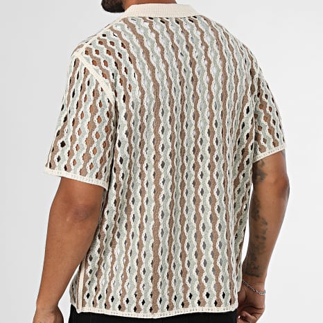 Frilivin - Chemise Manches Courtes Crochet 267 Beige Marron Vert Clair