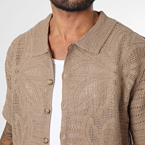 Frilivin - Chemise Manches Courtes Crochet 242 Marron Clair