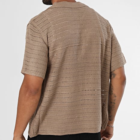 Frilivin - Chemise Manches Courtes Crochet 242 Marron Clair