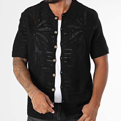 Frilivin - Chemise Manches Courtes Crochet 242 Noir