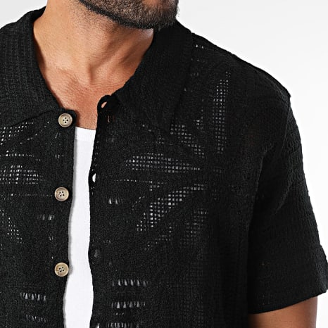 Frilivin - Chemise Manches Courtes Crochet 242 Noir