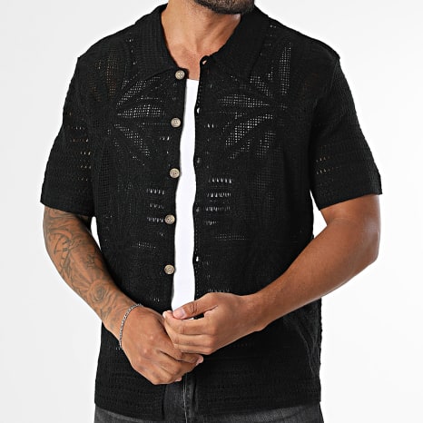 Frilivin - Chemise Manches Courtes Crochet 242 Noir