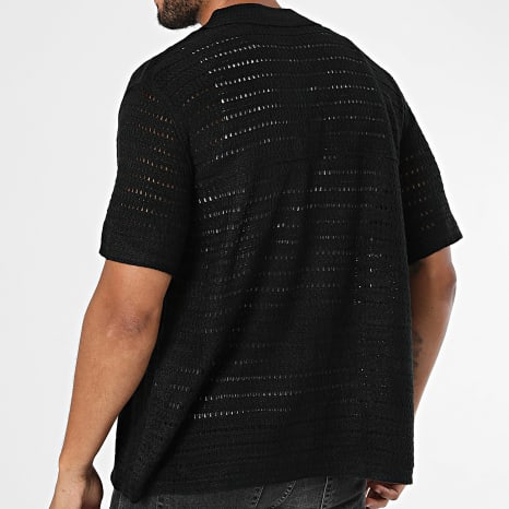 Frilivin - Chemise Manches Courtes Crochet 242 Noir