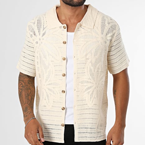 Frilivin - Chemise Manches Courtes Crochet 242 Beige Clair