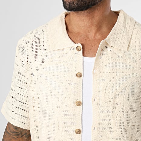 Frilivin - Chemise Manches Courtes Crochet 242 Beige Clair