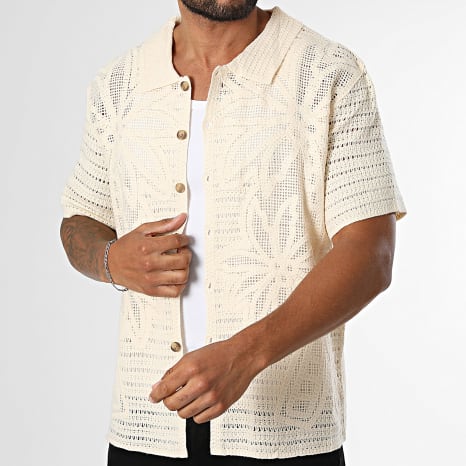 Frilivin - Chemise Manches Courtes Crochet 242 Beige Clair