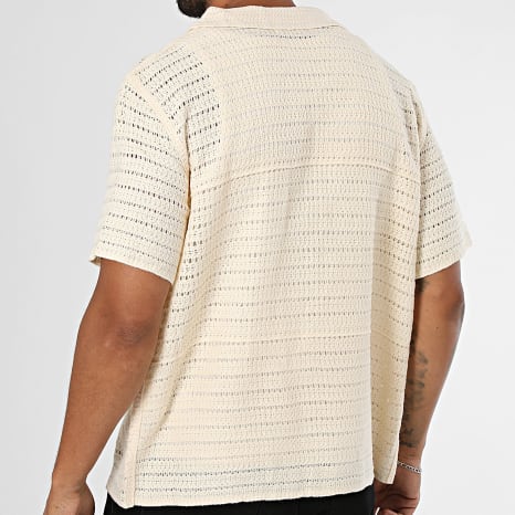 Frilivin - Chemise Manches Courtes Crochet 242 Beige Clair