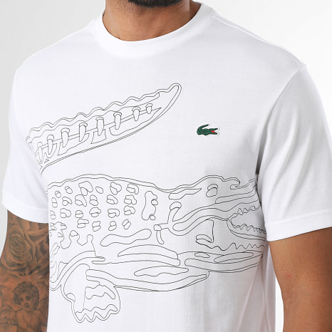 Lacoste - Tee Shirt Regular Fit Big Logo Crocodile Blanc