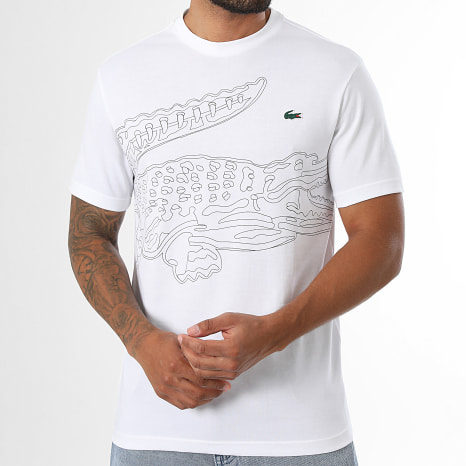 Lacoste - Tee Shirt Regular Fit Big Logo Crocodile Blanc