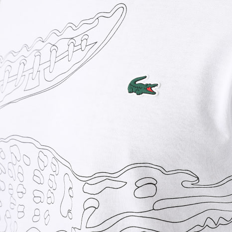 Lacoste - Tee Shirt Regular Fit Big Logo Crocodile Blanc