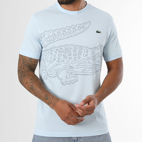 Lacoste - Tee Shirt Regular Fit Big Logo Crocodile Bleu Clair