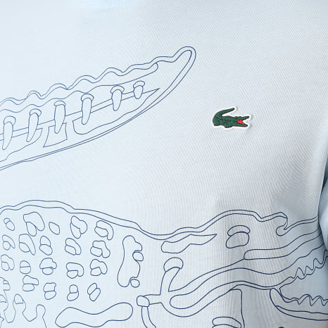 Lacoste - Tee Shirt Regular Fit Big Logo Crocodile Bleu Clair