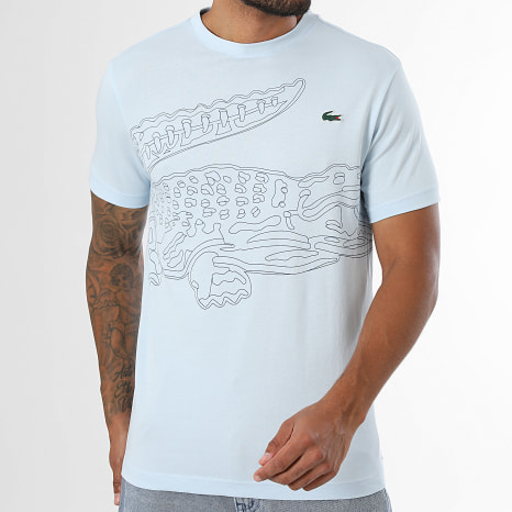 Lacoste - Tee Shirt Regular Fit Big Logo Crocodile Bleu Clair