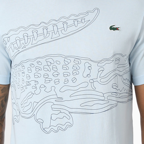 Lacoste - Tee Shirt Regular Fit Big Logo Crocodile Bleu Clair