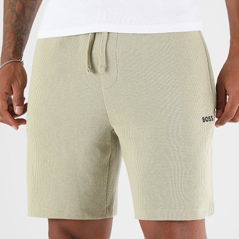 BOSS - Pantalón Corto de chándal Waffle 50535884 Verde Kaki Claro