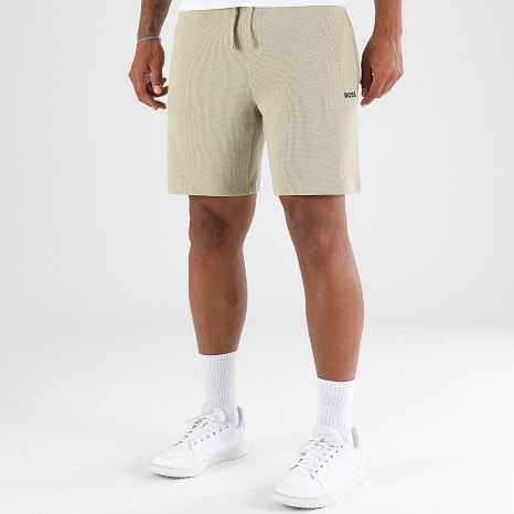 BOSS - Pantalón Corto de chándal Waffle 50535884 Verde Kaki Claro