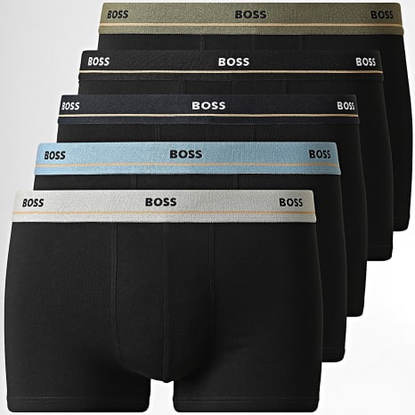 BOSS - Lot De 5 Boxers Essential Trunk 50531660 Noir Bleu Marine Gris Bleu Vert Kaki