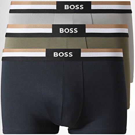 BOSS - Lot De 3 Boxers Motion Trunk 50516542 Bleu Marine Gris Vert Kaki