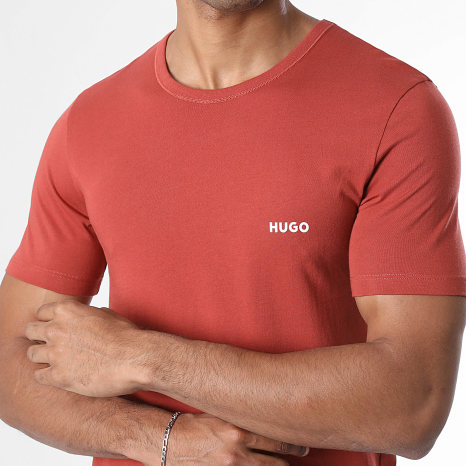 HUGO - Lot De 3 Tee Shirts 50532811 Blanc Vert Kaki Clair Rouge Brique