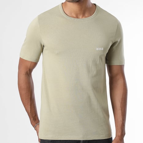 BOSS - Lot De 3 Tee Shirts 50532468 Vert Kaki Clair Blanc Vert Kaki