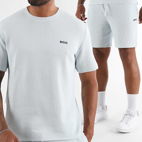 BOSS - Ensemble Tee Shirt Et Short Waffle 50535891 50535884 Bleu Ciel