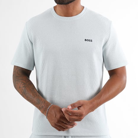 BOSS - Ensemble Tee Shirt Et Short Waffle 50535891 50535884 Bleu Ciel