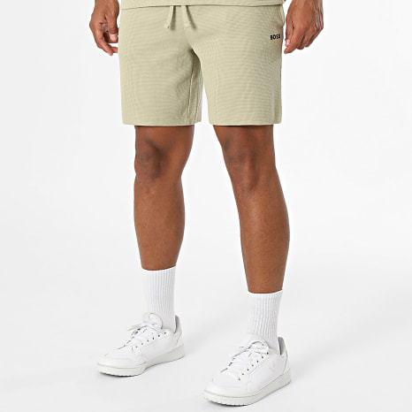 BOSS - Ensemble Tee Shirt Et Short Jogging Waffle 50535891 50535884 Vert Kaki Clair