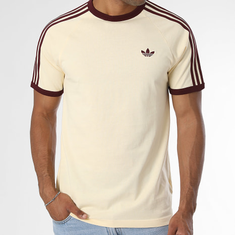 Adidas Originals - Tee Shirt A Bandes 3 Stripes KZ1201 Jaune Clair Bordeaux