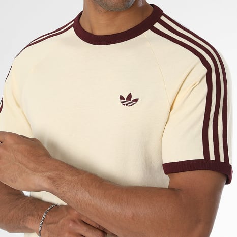 Adidas Originals - Tee Shirt A Bandes 3 Stripes KZ1201 Jaune Clair Bordeaux
