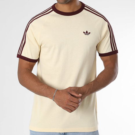 Adidas Originals - Tee Shirt A Bandes 3 Stripes KZ1201 Jaune Clair Bordeaux